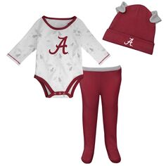 Для новорожденных и младенцев малиновый/белый Alabama Crimson Tide Dream Team боди с длинными рукавами реглан, комплект из шляпы и брюк Outerstuff