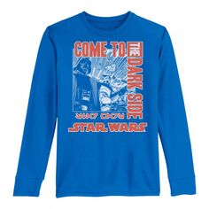 Синяя футболка с графическим плакатом и кандзи для мальчиков 8–20 лет «Звездные войны переходят на темную сторону» Licensed Character