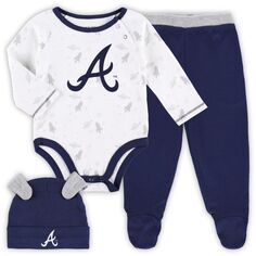 Темно-синий/белый комплект для новорожденных и младенцев Atlanta Braves Dream Team, боди, шапка и брюки на ножках Outerstuff