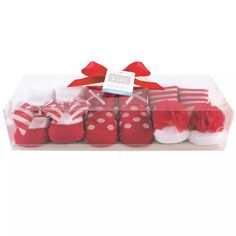 Носки для новорожденных девочек в подарочной упаковке, красно-белая полоска, один размер Hudson Baby