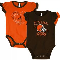 Коричневый/оранжевый комплект боди для новорожденных и младенцев Cleveland Browns Too Much Love из двух частей Outerstuff