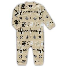 Праздничная пижама Infant Vegas Gold New Orleans Saints с длинными рукавами и молнией во всю длину, джемпер Outerstuff