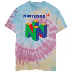 Футболка цвета тай-дай с логотипом Nintendo 64 для мальчиков 8–20 лет Nintendo