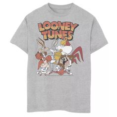 Футболка с рисунком «Чемпионы по баскетболу» для мальчиков 8–20 лет, групповая съемка Looney Tunes Licensed Character