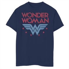 Футболка с винтажным логотипом и графическим рисунком «Чудо-женщина» для мальчиков 8–20 лет DC Comics