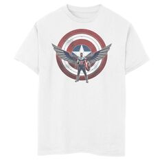 Футболка с рисунком Капитана Америки «Щит и крылья» для мальчиков 8–20 лет «Марвел: Сокол и Зимний солдат» Marvel