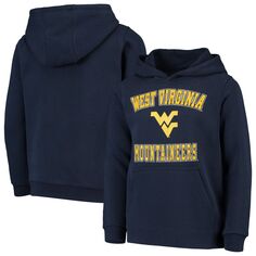 Пуловер с капюшоном Youth Navy West Virginia Mountaineers с большой фаской Outerstuff