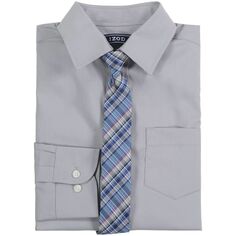 Комплект из эластичной однотонной рубашки с галстуком и пуговицами для мальчиков 8–20 лет IZOD IZOD, фиолетовый