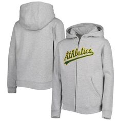 Толстовка с молнией во всю длину и надписью Youth Heather Grey Oakland Athletics Outerstuff