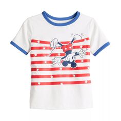 Детская футболка Disney&apos;s Mickey Mouse 4–12 с изображением звонка в красную, бело-синюю полоску от Jumping Beans Disney/Jumping Beans