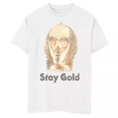 Золотая футболка с рисунком C-3PO Stay для мальчиков 8–20 лет «Звездные войны: Скайуокер. Восхождение» Licensed Character