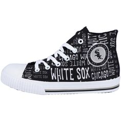 Молодежные высокие кроссовки из парусины FOCO Black Chicago White Sox с повторяющимися надписями Unbranded