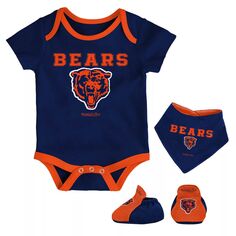 Для новорожденных и младенцев Mitchell &amp; Ness Темно-синий/оранжевый комплект боди с нагрудником и пинетками Chicago Bears Throwback Unbranded