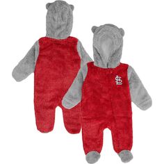 Красная/серая пижама St. Louis Cardinals для новорожденных и младенцев с флисовой овсянкой Тедди и молнией во всю длину Outerstuff