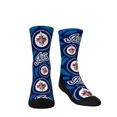 Молодежные носки Rock Em Носки Winnipeg Jets Allover с логотипом и краской Crew Unbranded