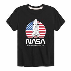 Футболка НАСА с флагом США для мальчиков 8–20 лет с графическим рисунком NASA