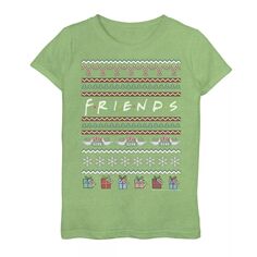 Рождественский уродливый свитер для девочек 7–16 лет, футболка с логотипом и графическим рисунком Licensed Character