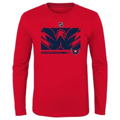 Молодежная красная футболка с длинным рукавом и логотипом Washington Capitals Authentic Pro Secondary Outerstuff