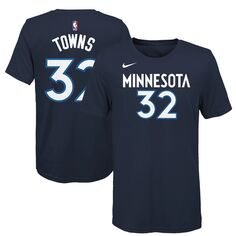 Молодежная футболка Nike Karl-Anthony Towns Navy Minnesota Timberwolves с именем и номером Nike