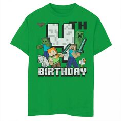 Футболка с рисунком на 4-й день рождения для мальчиков 8–20 лет Minecraft Adventures Minecraft