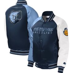 Темно-синяя университетская куртка с длинными кнопками реглан Youth Starter Memphis Grizzlies Starter