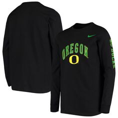 Молодежная футболка с длинными рукавами Nike Oregon Ducks Arch &amp; Logo 2-Hit Black Nike