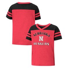 Полосатая футболка с v-образным вырезом для девочек «Колизей» для малышей Scarlet Nebraska Huskers Piecrust Promise Colosseum