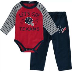 Красно-темно-синий комплект боди и брюк с длинными рукавами и брюками Houston Texans Touchdown Raglan для младенцев Outerstuff