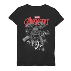 Черно-белая футболка с рисунком Marvel Avengers для девочек 7–16 лет Marvel