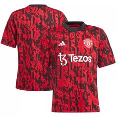 Молодёжный предматчевый топ adidas Red Manchester United 2023/24 adidas