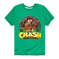 Футболка с рисунком Crash Bandicoot Peace для мальчиков 8–20 лет Licensed Character, зеленый