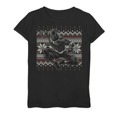 Футболка-свитер Ugly Christmas Black Panther для девочек 7–16 лет Marvel