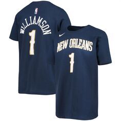 Молодежная футболка Nike Zion Williamson темно-синего цвета с логотипом New Orleans Pelicans, именем и номером Nike