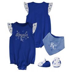 Комплект из трех частей боди Royal Kansas City Royals для новорожденных и младенцев с нагрудником и пинетками Outerstuff
