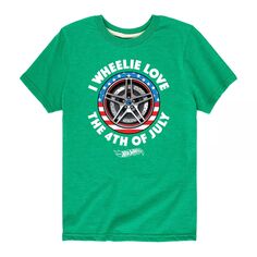 Футболка Hot Wheels Love с рисунком «4 июля» для мальчиков 8–20 лет Hot Wheels, зеленый