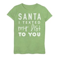 Праздничная футболка с рисунком «Санта, я отправил тебе свой список» для девочек 7–16 лет Unbranded