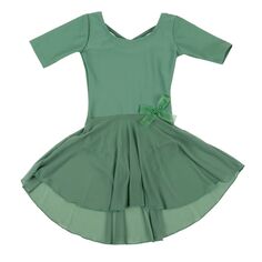 Юбка с короткими рукавами Leveret для девочек, классический однотонный купальник Leveret, зеленый