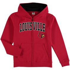 Молодежная красная худи с молнией во всю длину Louisville Cardinals с аппликацией и логотипом Unbranded