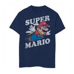 Классическая летающая футболка Nintendo Super Mario с эффектом потертости для мальчиков 8–20 лет Licensed Character