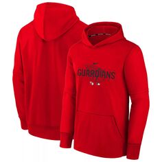 Молодежный красный пуловер с капюшоном Nike Cleveland Guardians Pregame Performance Nike