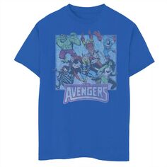 Классическая групповая футболка с потертым рисунком для мальчиков 8–20 лет Marvel Avengers Marvel