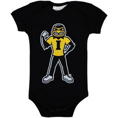 Черное боди с большим логотипом Infant Iowa Hawkeyes Unbranded