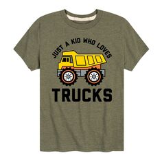 Футболка для мальчиков 8–20 лет «Просто ребенок, который любит грузовики» Licensed Character, зеленый