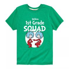 Футболка с рисунком «Отряд 1-го класса Доктора Сьюза» для мальчиков 8–20 лет Dr. Seuss, зеленый