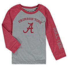 Серая футболка реглан с длинными рукавами для малышей Colosseum Heathered Alabama Crimson Tide Colosseum