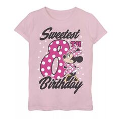 Розовая футболка в горошек с рисунком Disney&apos;s Minnie Mouse для девочек 4–16 лет на 8-й день рождения Disney