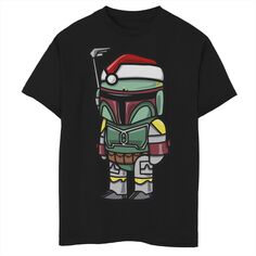 Шляпа Санта-Клауса в мультяшном стиле, рождественская футболка с рисунком для мальчиков 8–20 лет, Боба Фетт, Звездные войны Star Wars