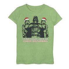 Рождественская футболка с рисунком Cheer Lack для девочек 7–16 лет, Вейдер, Санта-солдаты с изображением Звездных войн Star Wars