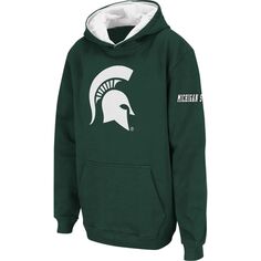 Зеленый пуловер с капюшоном и большим логотипом Youth Stadium Athletic Michigan State Spartans Unbranded