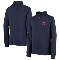 Темно-синяя куртка Youth Stitches с молнией четверти реглан Cleveland Indians Stitches